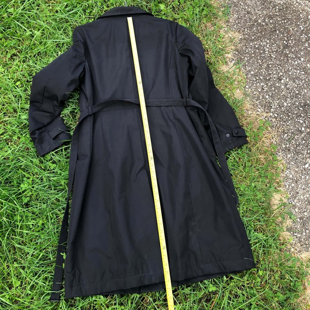 Vintage Y2K GAP Black Long Belted Trench Coat Womens Large Grunge Minimalist - Picture 14 of 16